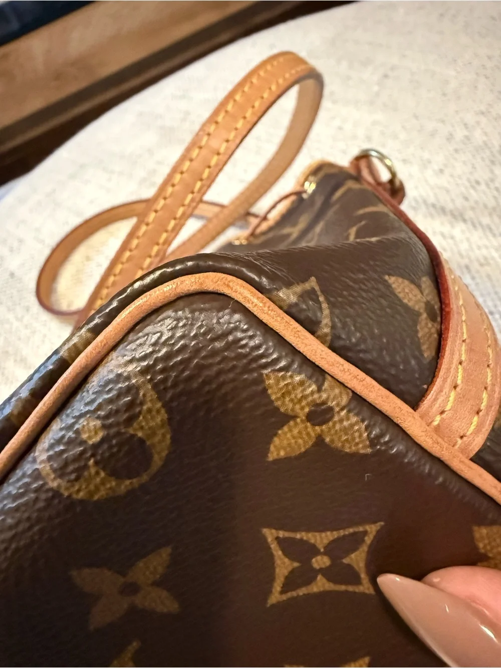 Authentic Louis Vuitton Monogram Nano Noe Crossbody in Brown and Tan